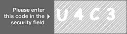 captcha code for visual authentication  letter U number 4 letter C number 3