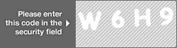 captcha code for visual authentication  letter W number 6 letter H number 9