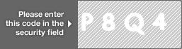 captcha code for visual authentication  letter P number 8 letter Q number 4
