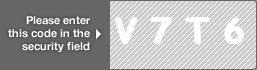 captcha code for visual authentication  letter V number 7 letter T number 6